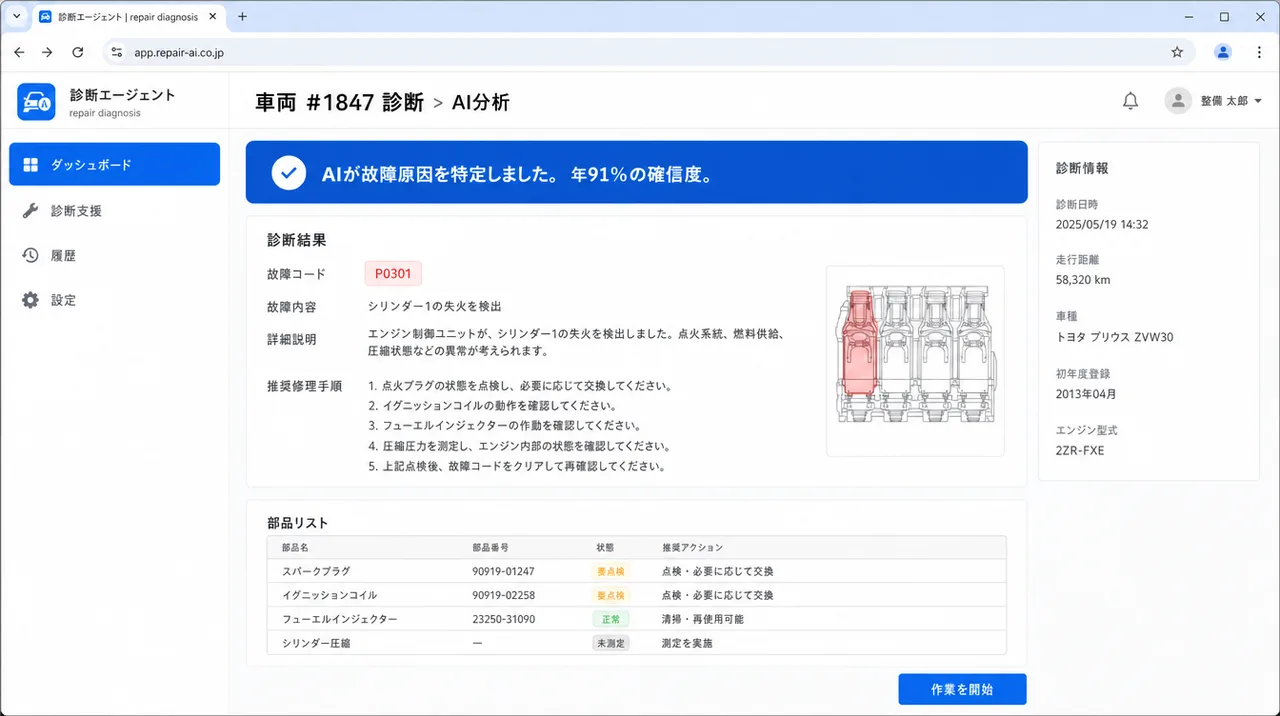 診断エージェント の画面UIイメージ