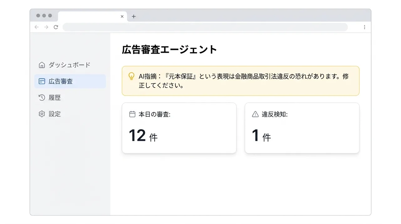 コンプラ審査エージェント の画面UIイメージ