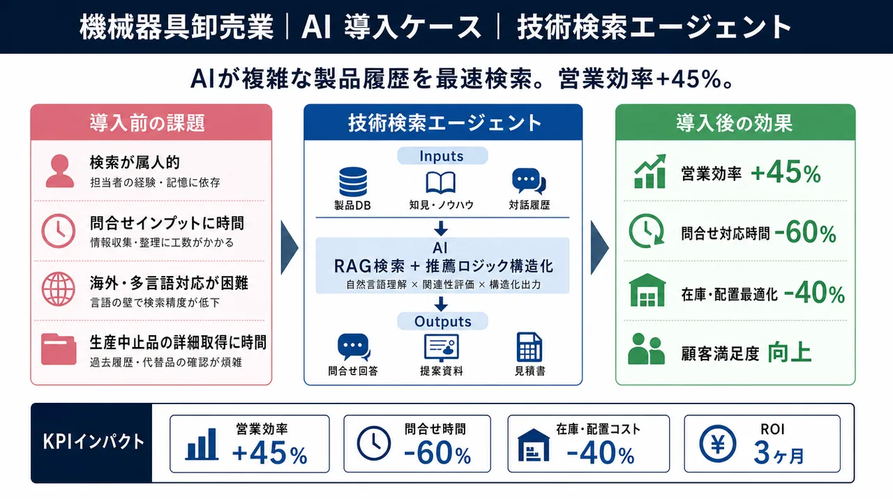 技術検索エージェント の仕組みインフォグラフィック